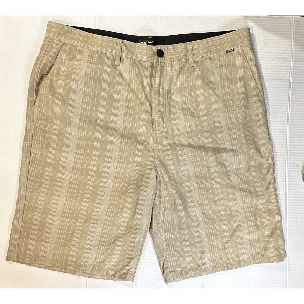 Hurley Tan Plaid Men's Chino Short Beach Summer Surf Swimming Size 38 Preowned‎